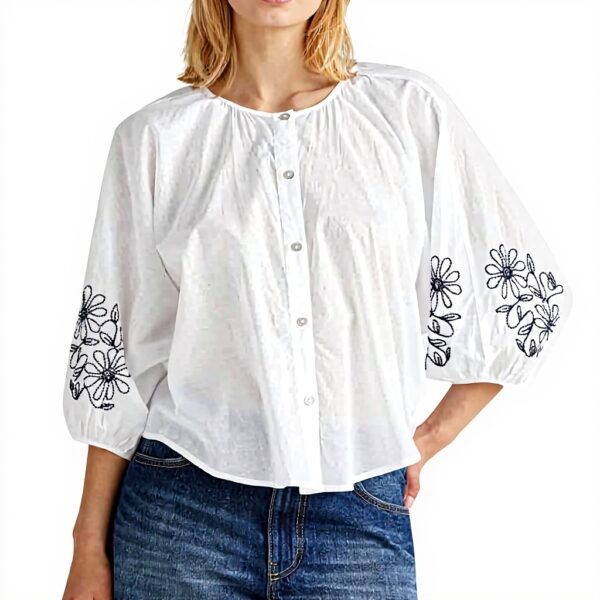 Camicia Donna United Colors of Benetton cotone ricami