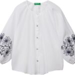 Camicia Donna United Colors of Benetton cotone ricami-0