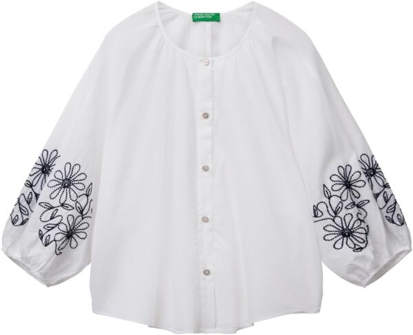Camicia Donna United Colors of Benetton cotone ricami-0