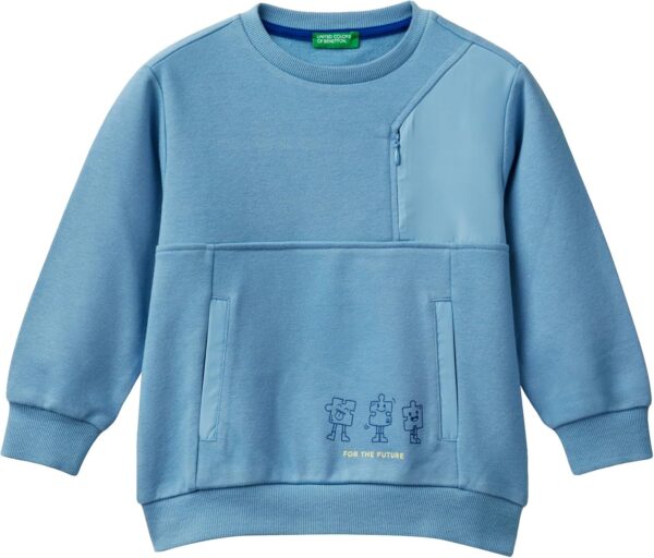 Felpa con cappuccio bambini United Colors of Benetton blu-0