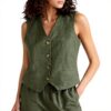 Gilet United Colors of Benetton Donna Lino Verde 2AGHDJ00G