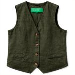 Gilet United Colors of Benetton Donna Lino Verde 2AGHDJ00G