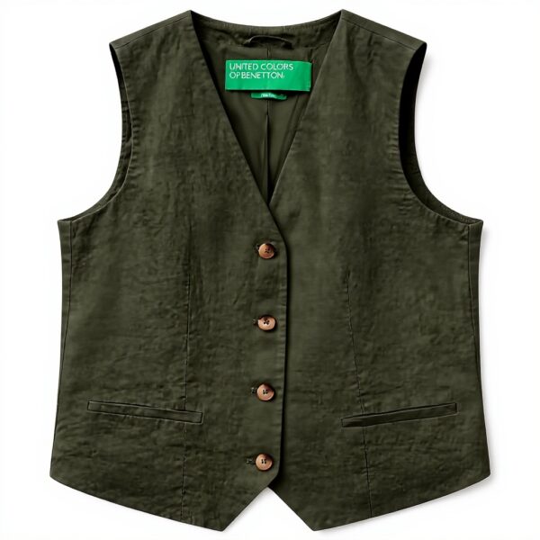 Gilet United Colors of Benetton Donna Lino Verde 2AGHDJ00G