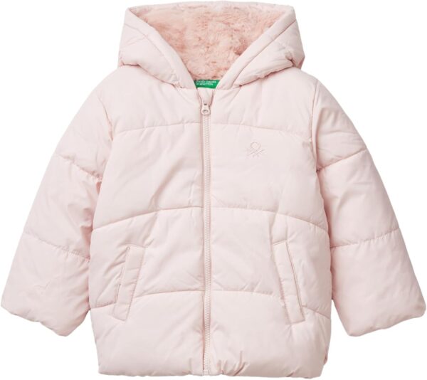 Giubbotto bambina United Colors Benetton rosa finto piumino-0