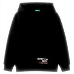 Felpa con cappuccio bambino Benetton cotone nero 3J68C204V