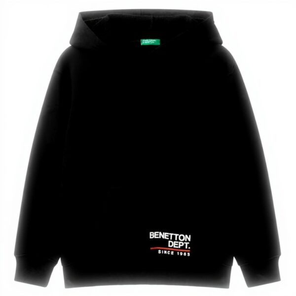 Felpa con cappuccio bambino Benetton cotone nero 3J68C204V