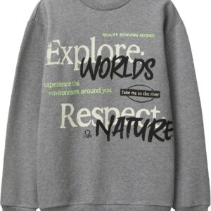 Felpa Bambini United Colors Benetton Cotone Morbida Grigio-0