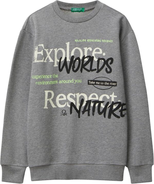 Felpa Bambini United Colors Benetton Cotone Morbida Grigio-0