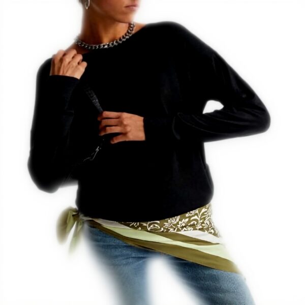 Maglione donna Benetton scollo barchetta morbido spalla