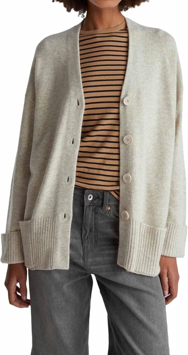 Cardigan Donna United Colors Benetton Maglione Rasato Grigio-0