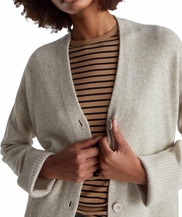 Cardigan Donna United Colors Benetton Maglione Rasato Grigio-3