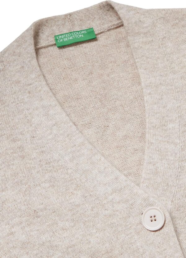 Cardigan Donna United Colors Benetton Maglione Rasato Grigio-4