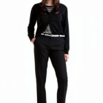 Pantaloni donna Benetton gabardina bielastica nero dritto-0