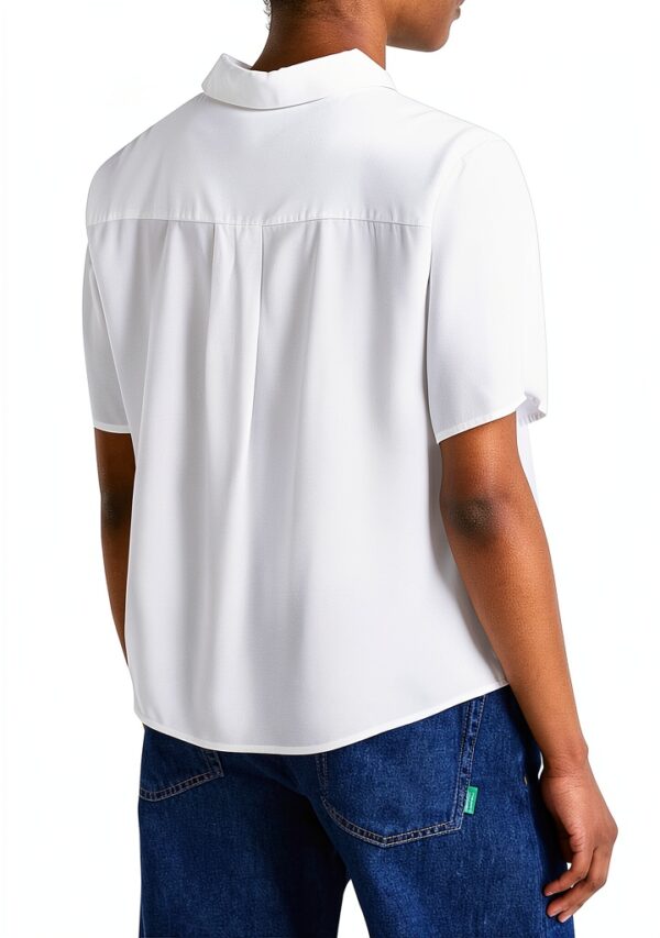Camicia Benetton Viscosa Donna Colletto Classico Bianco-1