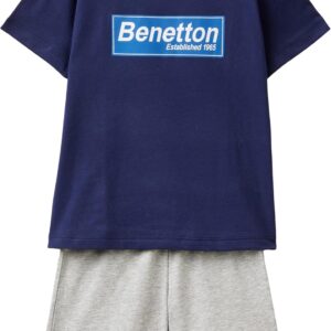 Benetton completo bambino cotone t-shirt bermuda blu-0