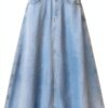 Gonna denim Benetton donna svasata lyocell cotone-4