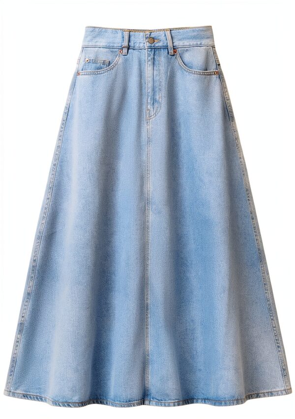Gonna denim Benetton donna svasata lyocell cotone-4