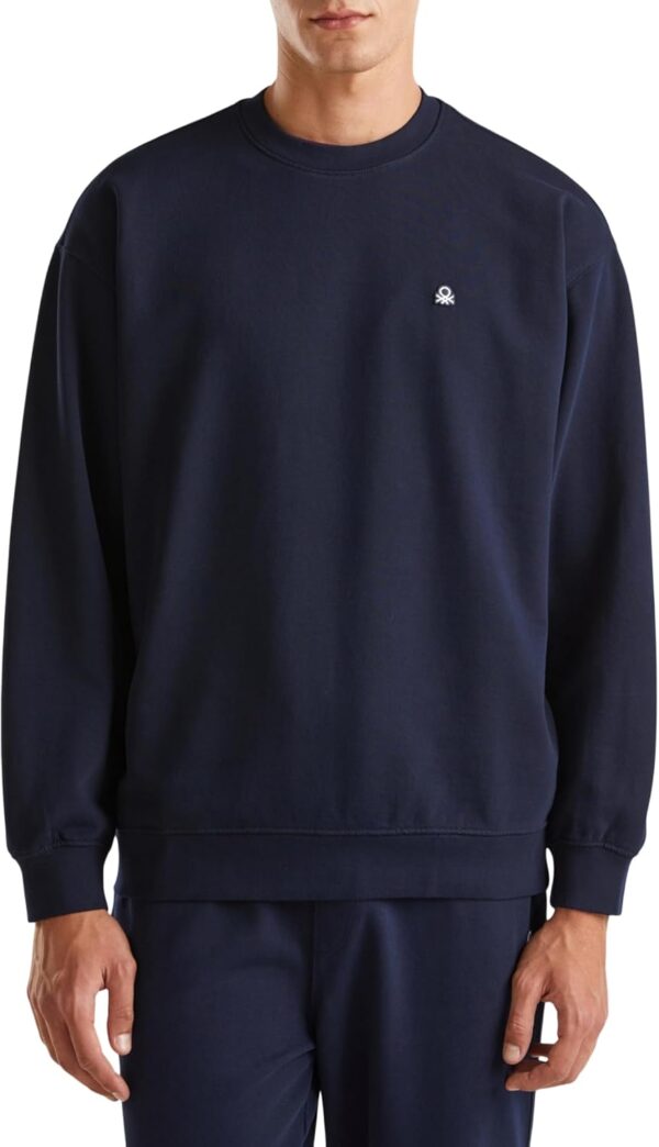 Felpa Benetton Uomo Girocollo Cotone Patch Logo-4