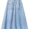 Gonna denim Benetton donna svasata lyocell cotone-2