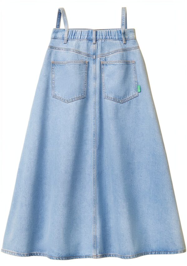 Gonna denim Benetton donna svasata lyocell cotone-2