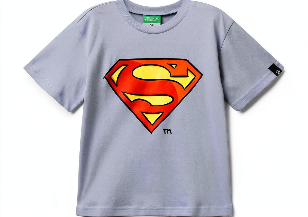 'Bambino che indossa T-shirt Benetton con stampa multicolore'
