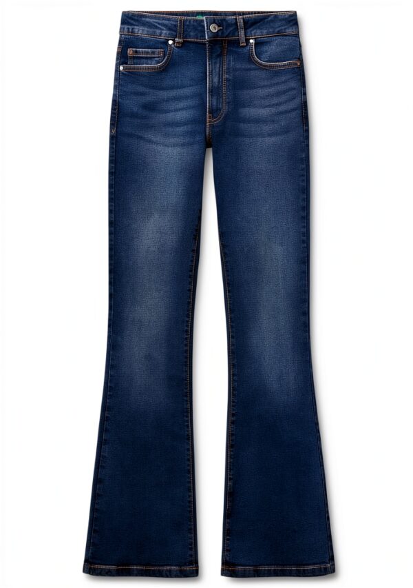 Benetton Pantaloni Donna Denim Stretch Flare 5 Tasche-3