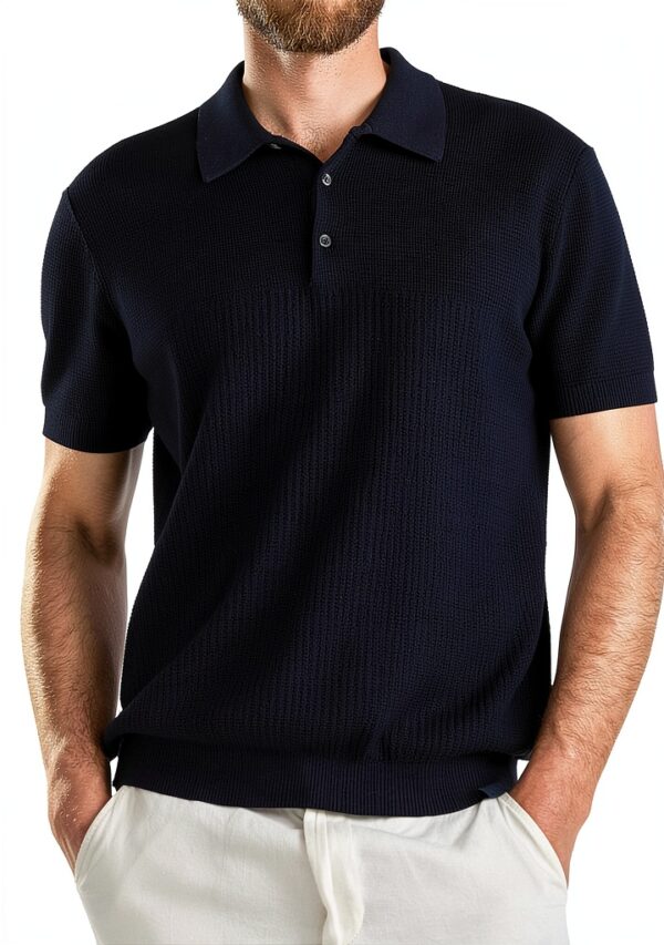 Polo Uomo Benetton Cotone Maglia Regular Fit Bianco Blu-4