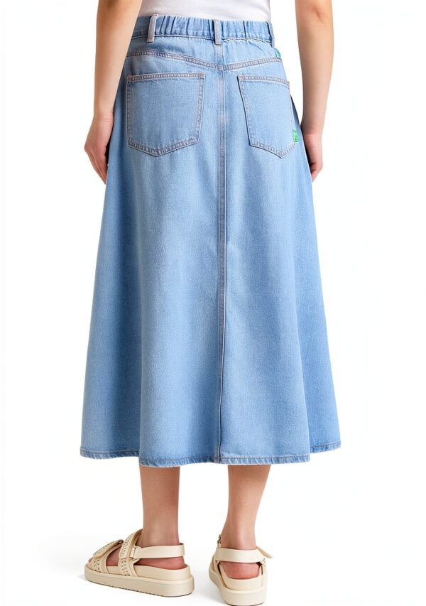 Gonna denim Benetton donna svasata lyocell cotone-1