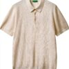 Polo Uomo Benetton Cotone Maglia Regular Fit Bianco Blu-5