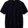 Polo Uomo Benetton Cotone Maglia Regular Fit Bianco Blu-5