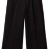 Benetton Pantalone Bambine Viscosa Nero Pieghe Tasca-0
