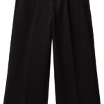 Benetton Pantalone Bambine Viscosa Nero Pieghe Tasca-0