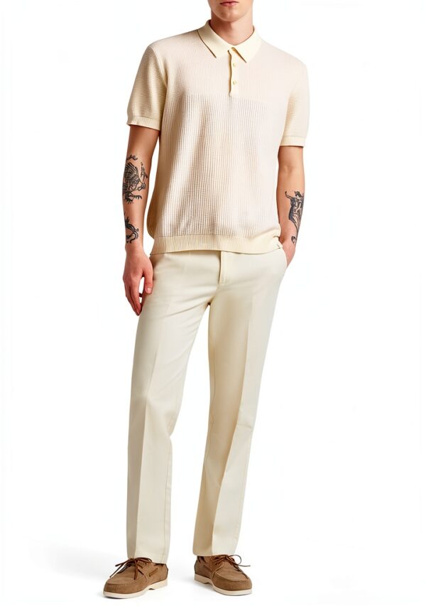 Polo Uomo Benetton Cotone Maglia Regular Fit Bianco Blu-0
