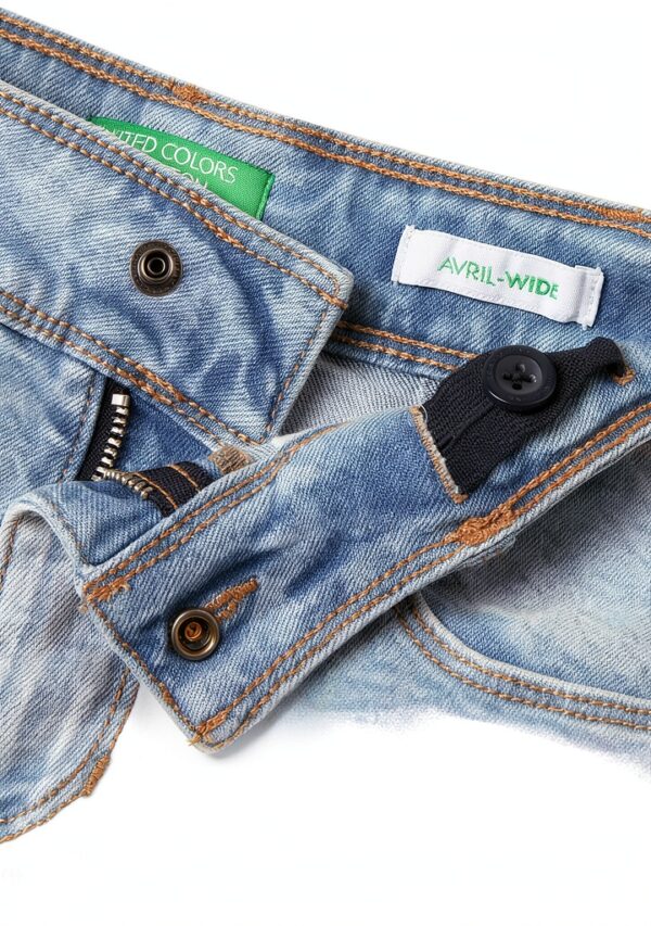Jeans Benetton Denim Stretch Gamba Ampia Ragazze-1