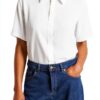 Camicia Benetton Viscosa Donna Colletto Classico Bianco-4