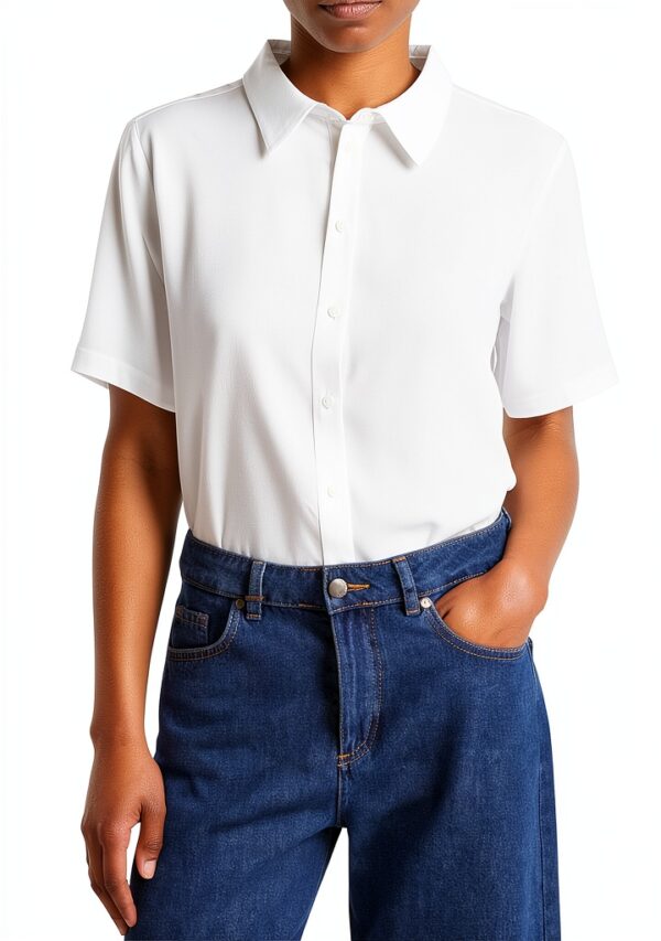 Camicia Benetton Viscosa Donna Colletto Classico Bianco-4