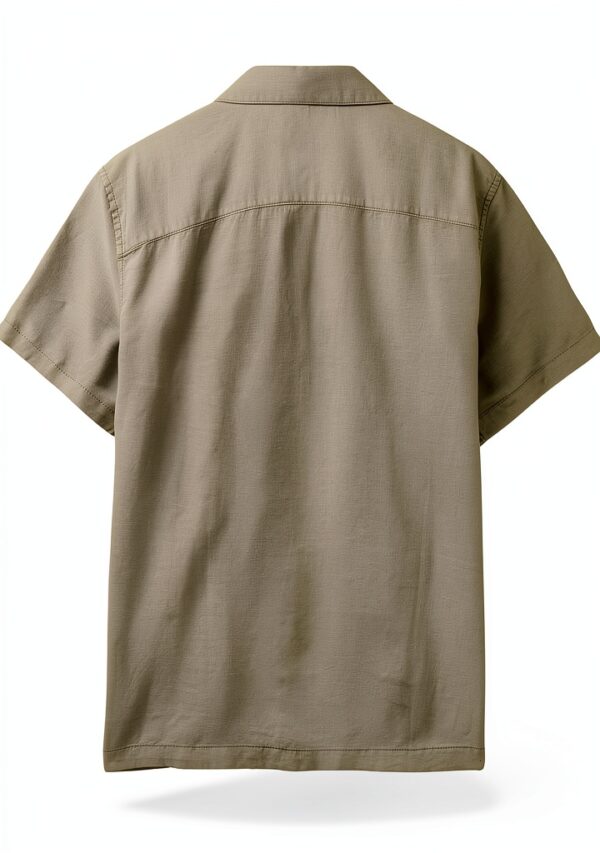Benetton camicia uomo lino cotone verde oliva regular fit-2