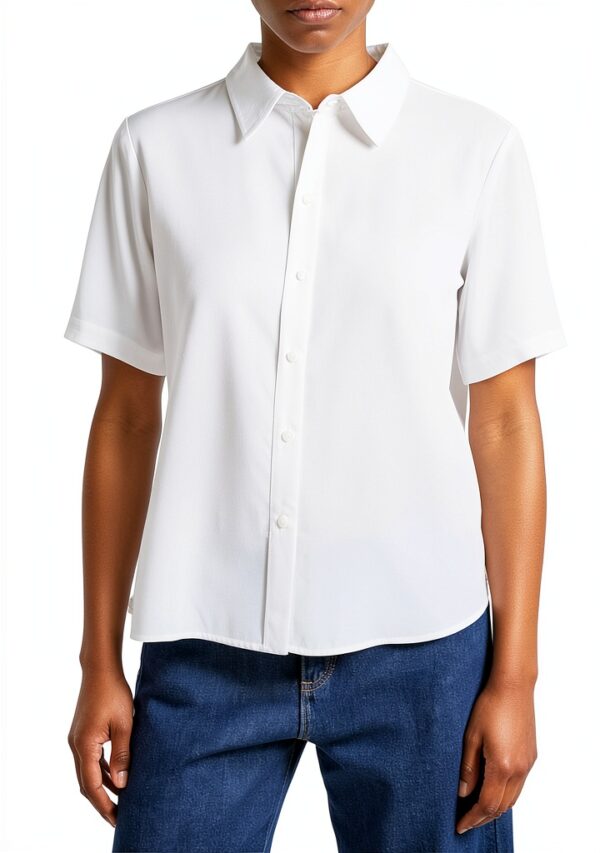Camicia Benetton Viscosa Donna Colletto Classico Bianco-3