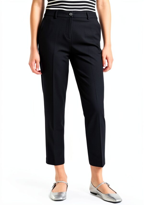Pantaloni donna Benetton gabardina bielastica nero dritto-3