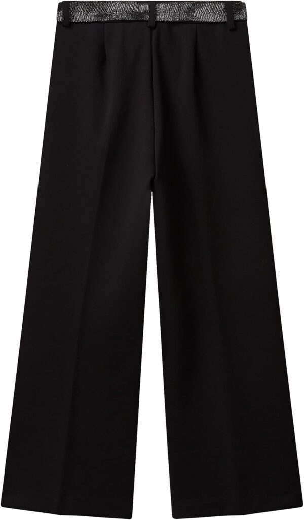 Benetton Pantalone Bambine Viscosa Nero Pieghe Tasca-1