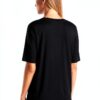 T-shirt Donna Eco-Viscosa Regular Fit Scollo V Nero Bianco-2