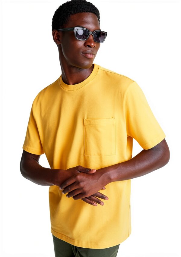 T-shirt Uomo Benetton Cotone Biologico Blu Giallo-3