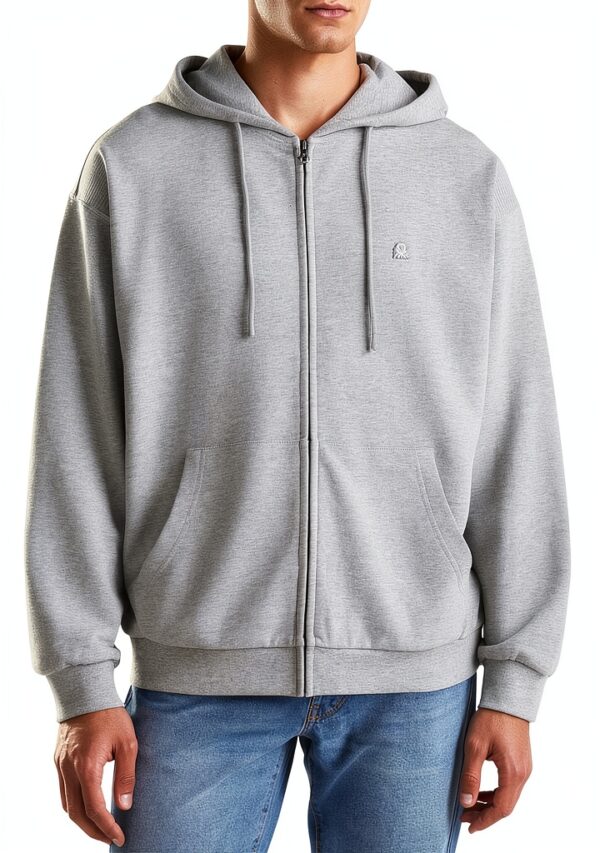 Felpa Uomo Benetton Zip Cappuccio Cotone Organico Verde-3