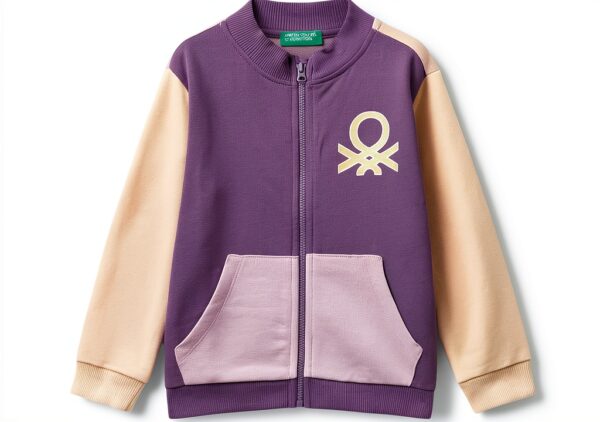 Felpa bambine Benetton cotone glitter grafica regolare-0