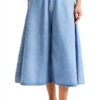 Gonna denim Benetton donna svasata lyocell cotone-3