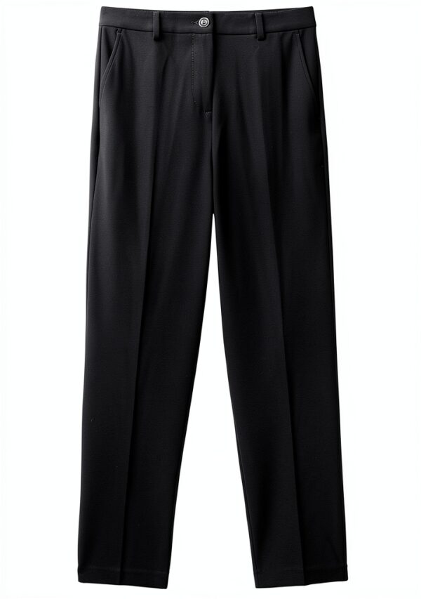 Pantaloni donna Benetton gabardina bielastica nero dritto-4