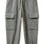Pantalone bambini Benetton felpa cotone tasconato verde-0