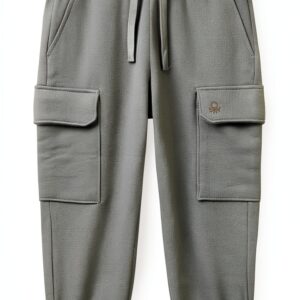 Pantalone bambini Benetton felpa cotone tasconato verde-0