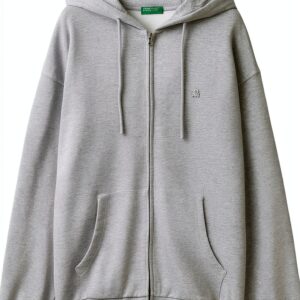 Felpa Uomo Benetton Zip Cappuccio Cotone Organico Verde-0