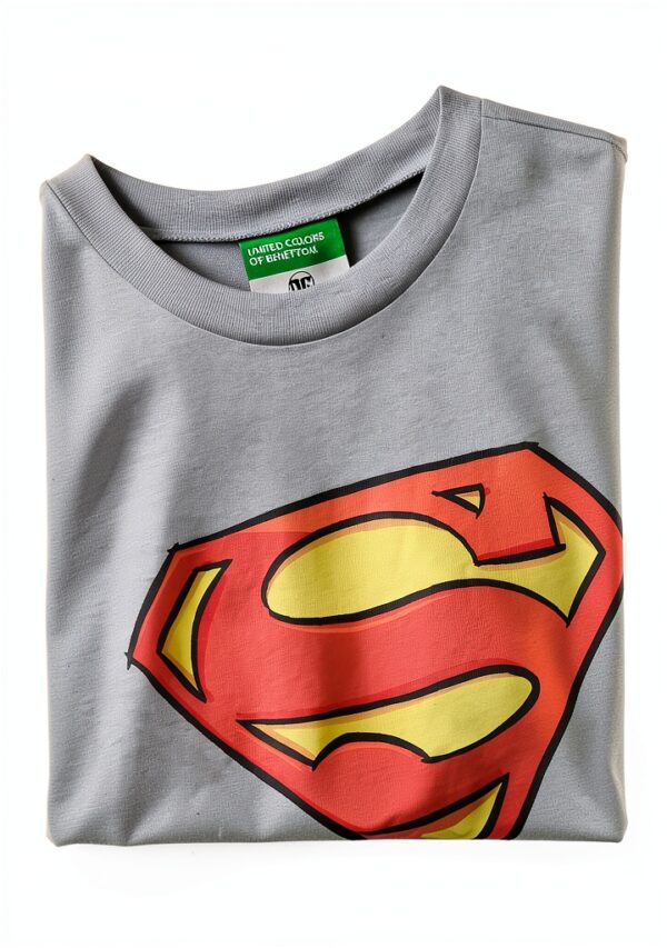 Benetton Tshirt Bambini Cotone Stampa Multicolore Manica-1